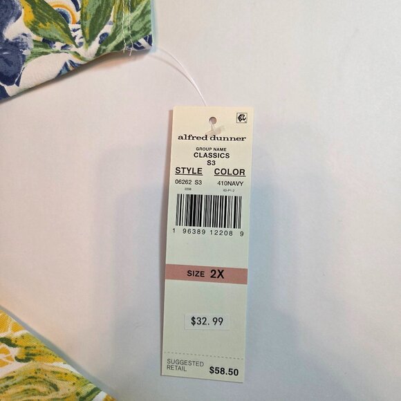 NWT - Alfred Dunner Lemon & Floral Print Top, 2X Yellow/White/Blue/Green Floral - Picture 9 of 9
